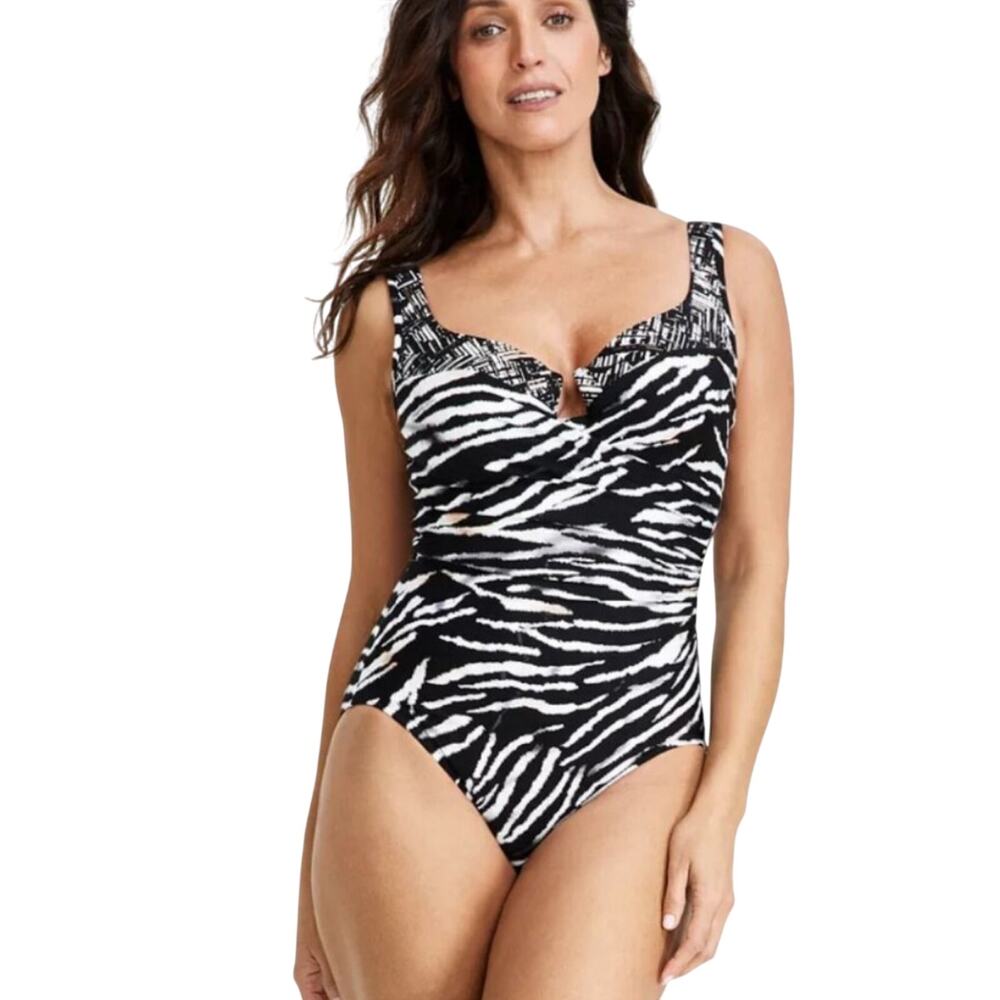 Miraclesuit NWT Escape One Piece Tigre Sombre Swimsuit Size 12 Underwire Bra